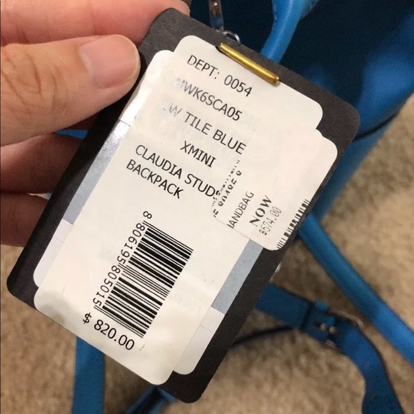$820 MCM Claudia Studs Blue Mini Leather Backpack